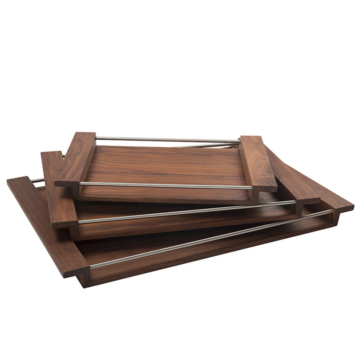 Walnut Tray with Metal Handles — photo 3
